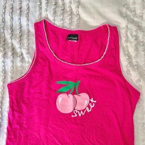 Rampage pink and white cherry graphic tank top